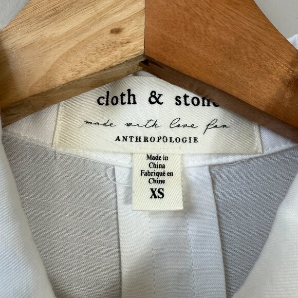 NWOT Cloth & Stone Anthropologie Ruffle Button Down Shirt Womens XS White Career - Picture 7 of 13